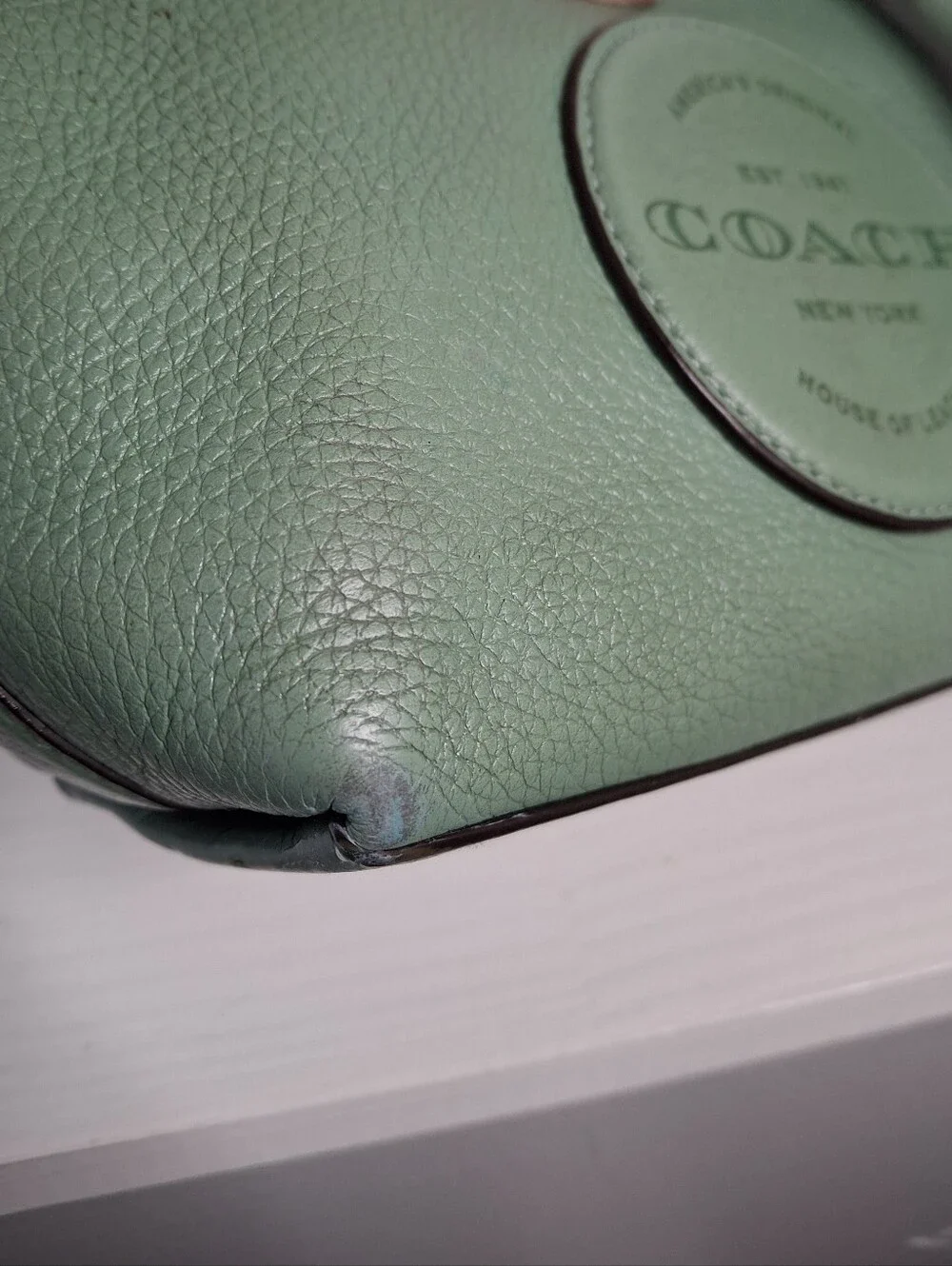 Coach Dempsey Green Pebbled Leather Shoulder Crossbody Bag